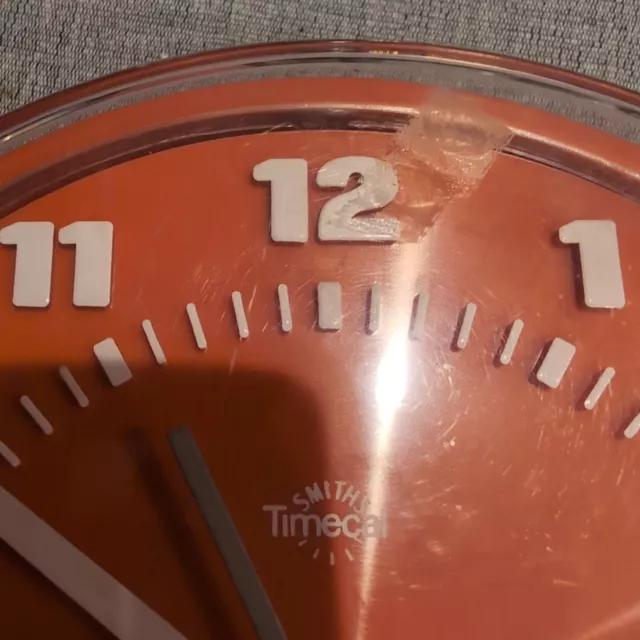 Vintage Smiths Timecal Wall Clock Vibrant Orange Retro Chic Kitch 3