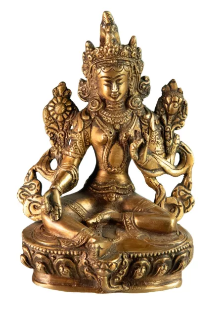 Statua Di Tara IN Ottone Da 15 CM - Dea Buddista Tibetano -réf. 7385