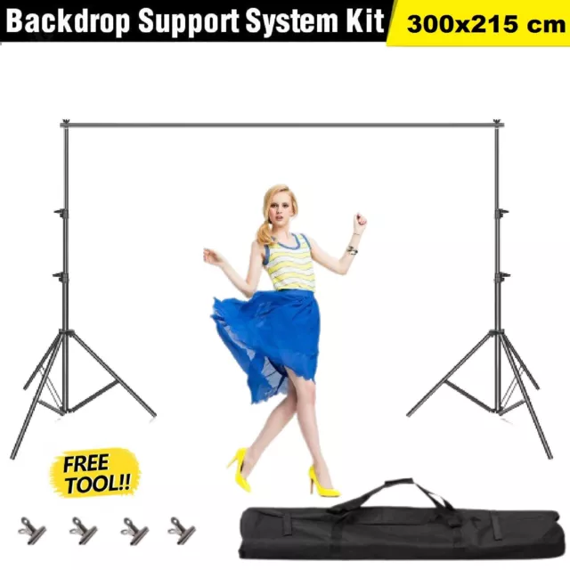 Photography Backdrop Stand KIT Studio Background Support Heavy-Duty Screen Clamp