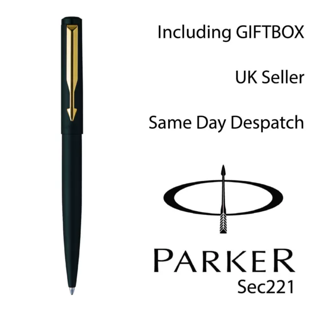 Parker Vector Edelstahl, mattschwarz oder gold Kugelschreiber - silber & gold Clip