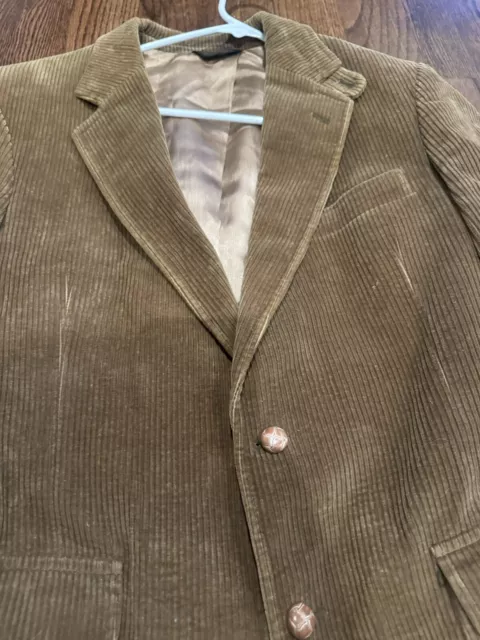 VINTAGE 70S KUPP BOHO Brown Corduroy 2 Button Blazer Coat Jacket Mens ...