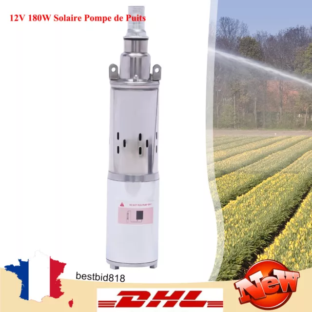 12V 180W Solaire Pompe de Puits Profond Submersible Pompe à Eau Immergée 1.2m³/H