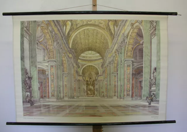 schönes altes Schulwandbild Wandkarte Renaissance 109x76cm vintage~1955 da Vinci