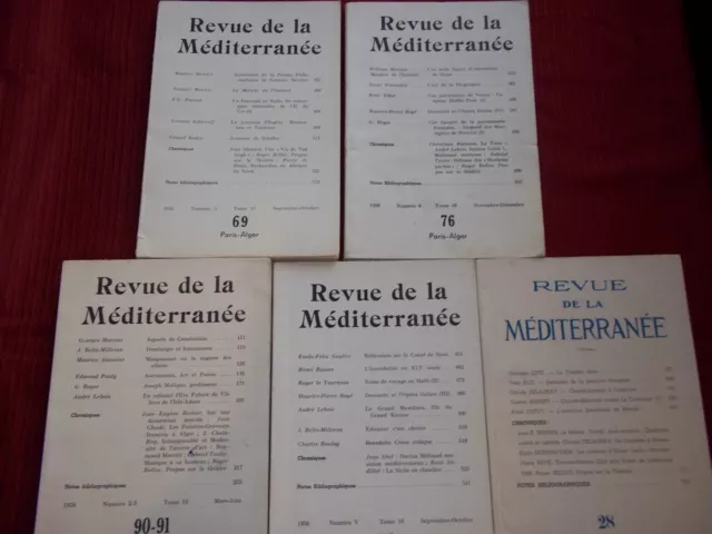 "REVUE DE LA MEDITERRANEE" 5 Nos (1948-1959) ALGER / ART / PHILO / CHRONIQUES