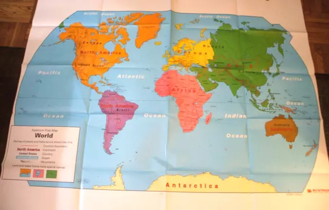 NYSTROM First map, 63 x 52, WORLD  1ELS98 Early Learning Homeschool Large Folded