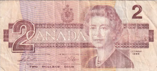 Billet de banque banknote money CANADA 2 dollars 1986 ELIZABETH II état scan 128