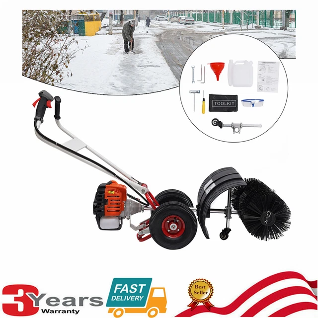 52cc Gas Power 2.5hp Sweeper Broom Driveway Turf Grass Cleaning Sweeping!