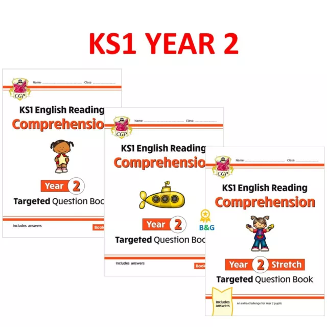 KS1 Year 2 English Targeted Reading Comprehension Books with Answer Ages 6-7 Cgp