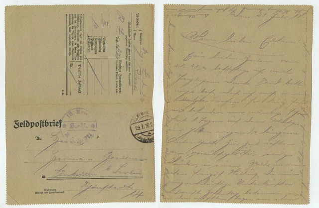 97659 - Feldpostbrief - 29.7.1918 nach Neukölln b. Berlin