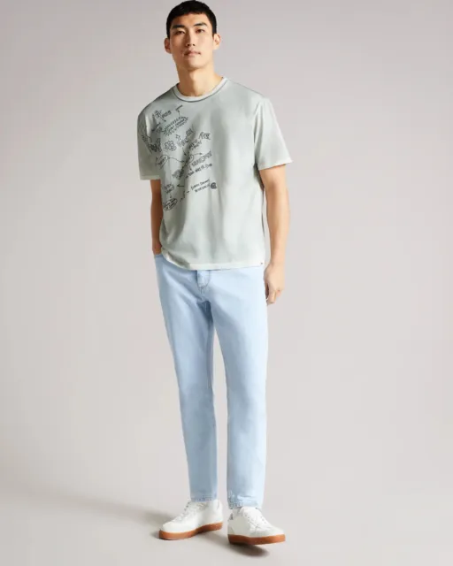 NWT Ted Baker London Mens PERIBAR Slim Fit Denim Jeans Lt Blue Size 34 $295 N140