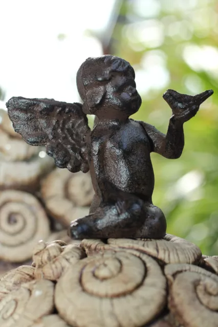 Gusseisen Engel braun Skulptur Figur Garten Deko Metall