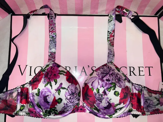 Victorias Secret Victoria Bra Very Sexy Push Up Shine Strap 32B BEAUTIFUL