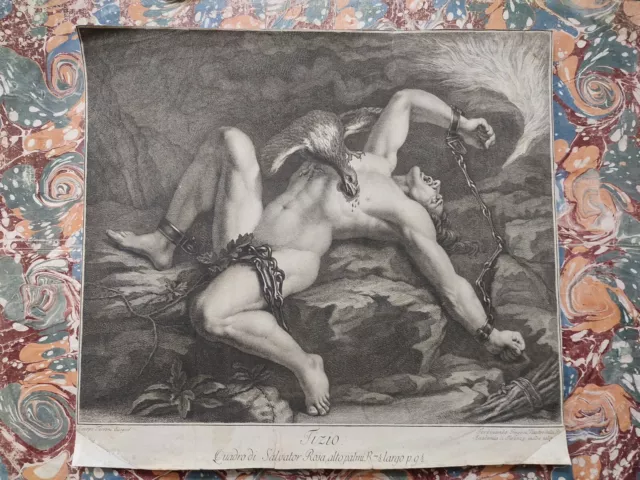 Torture Guy Aigle Acquaforte Original 1786 Salvator Rose Nu Masculin