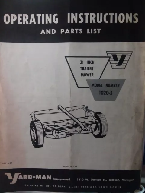 VINTAGE YARD-MAN 18 Reel Mower Parts Manual 1040-5 $9.99 - PicClick