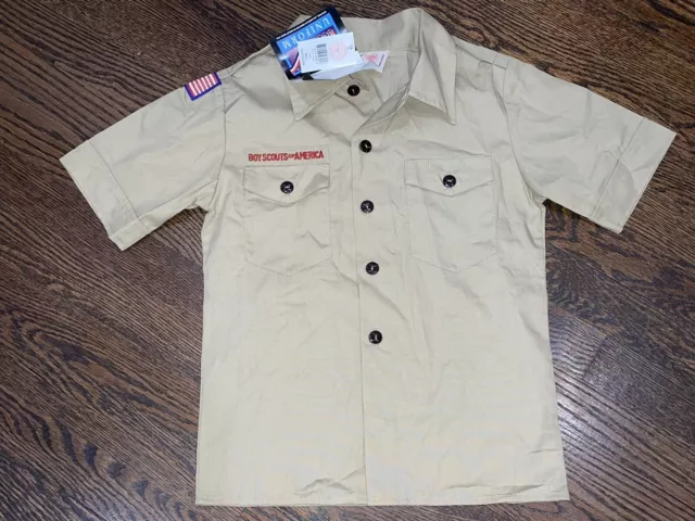 Official BSA Boy Scout Tan Uniform Short Sleeve Shirt Youth Small NWT