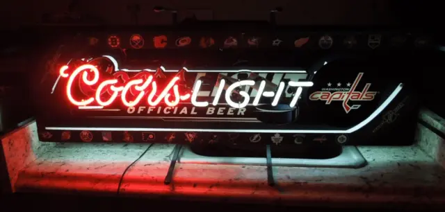 Washington Capitals Coors Light Beer w/ NHL Hockey Teams Neon Lighted Sign Rare