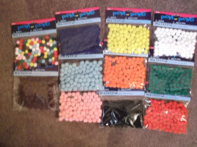 SMALL  POM POMS (13mm) - CHOICE OF QUANTITY & COLOUR