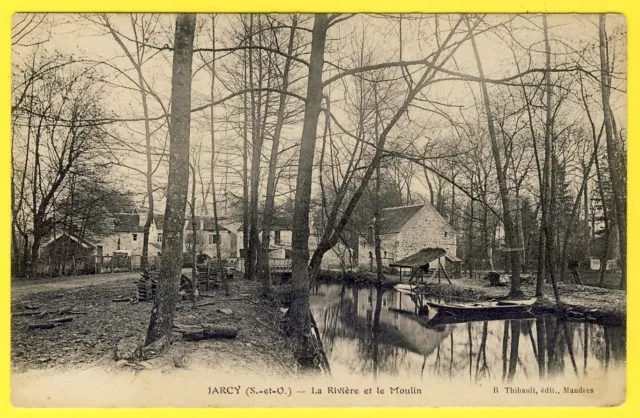 cpa 91 - VARENNES JARCY (Essonne) La Rivière et le MOULIN Barque Lavoir BRIDGE