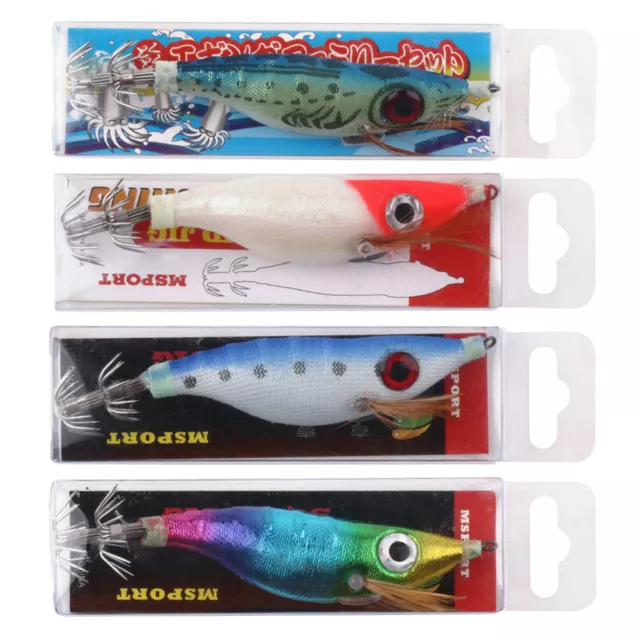 9g Luminous Squid Jigs Artificial Wood Shrimps Cuttlefish for Sea Fishing Hooks