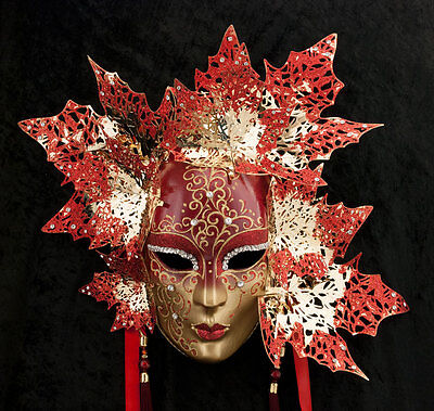 Mask from Venice Face Magnolia Golden And Rouge-Papier Mache Metal -2055-GARPTE6