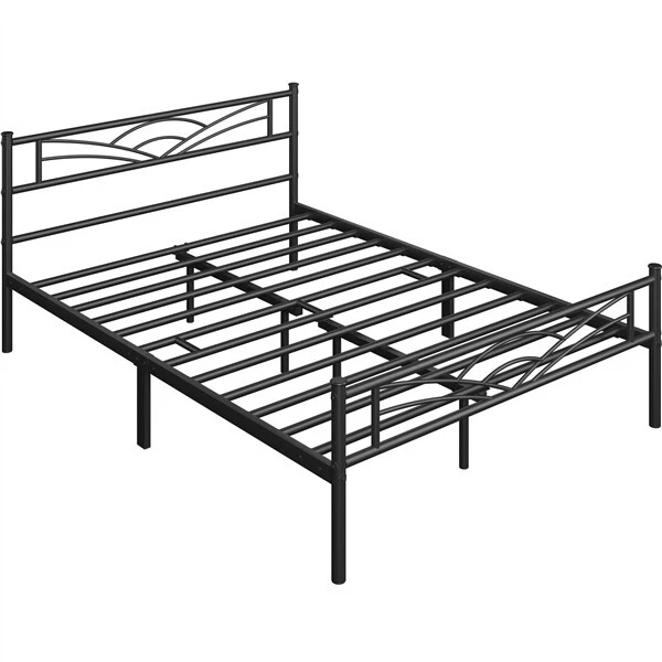 DOUBLE METAL PLATFORM Bed Frame with Cloudinspired Design Headboard