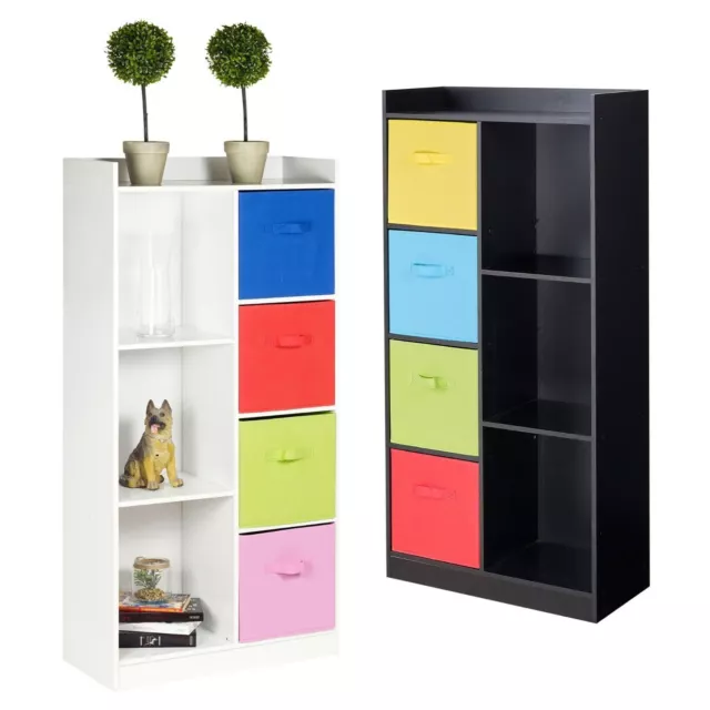 Tall Wooden 7 Cube Cupboard Shelving Display Storage Cabinet Shelves Furniture