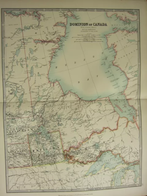 1896 Large Victorian Map ~ Dominion Of Canada West Central Manitoba Ontario