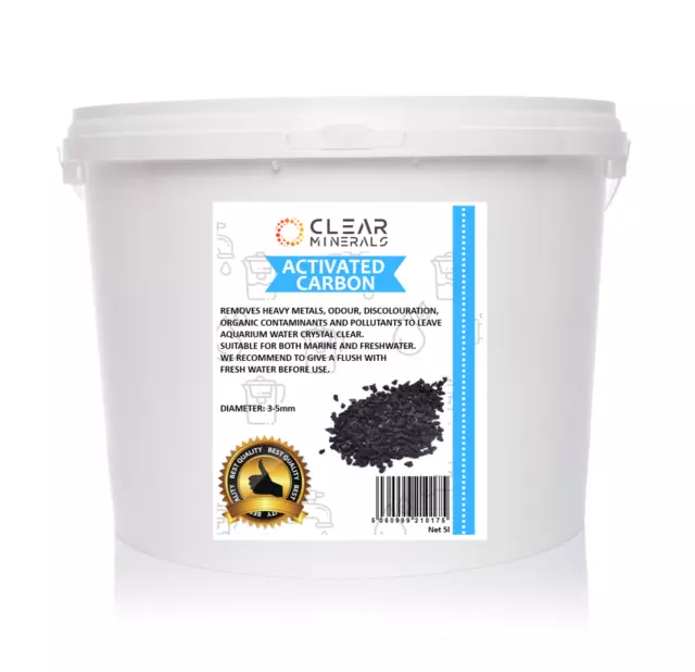 Activated Carbon Charcoal 5L, pond aquarium granulated fish tank filter media