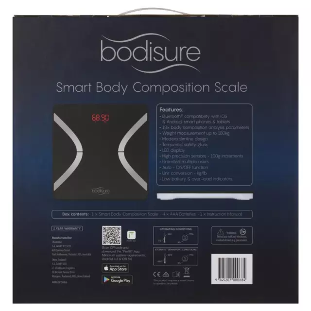 BodiSure Smart Body Bluetooth Body Fat % Composition Toilet Scale Black / White 3