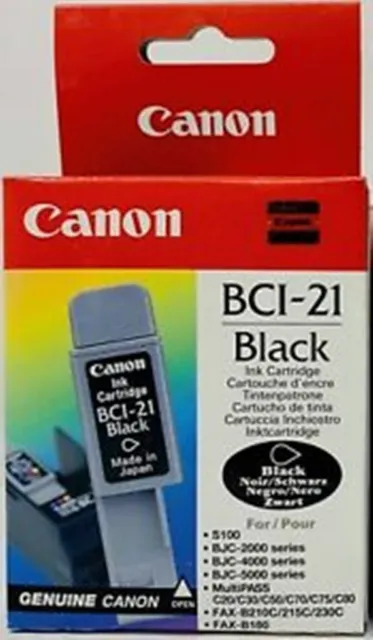 4 cartucce d'inchiostro originali canon bci-21 nere