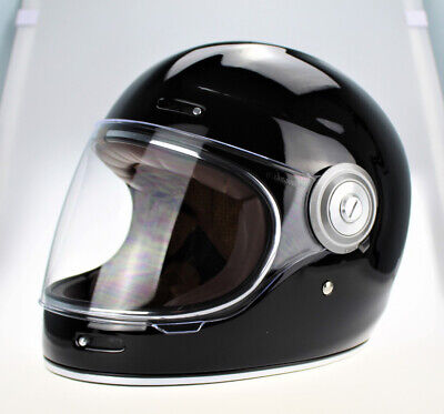 Viper F659 Retro Vintage Fibreglass Full Face Motorcycle Helmet Gloss Black