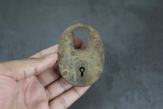 Vintage Old Rust Patina Iron Padlock - Rare Collectible, Decorative, No Key