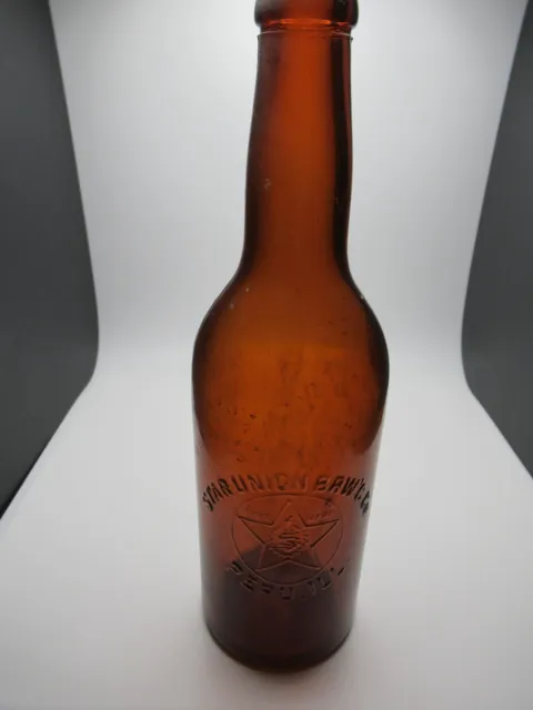 Star Union Brw'g Brewing Co Peru Ill. Brown Glass Embossed Bottle