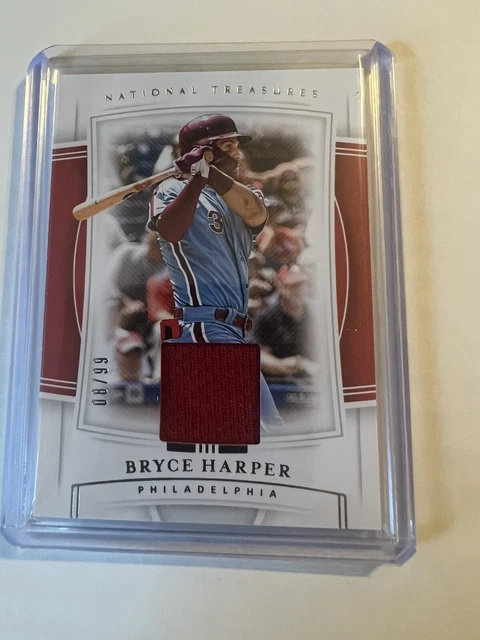 2020 National Treasures Bryce Harper GU 08/99 Game Used Jersey Pack Fresh!