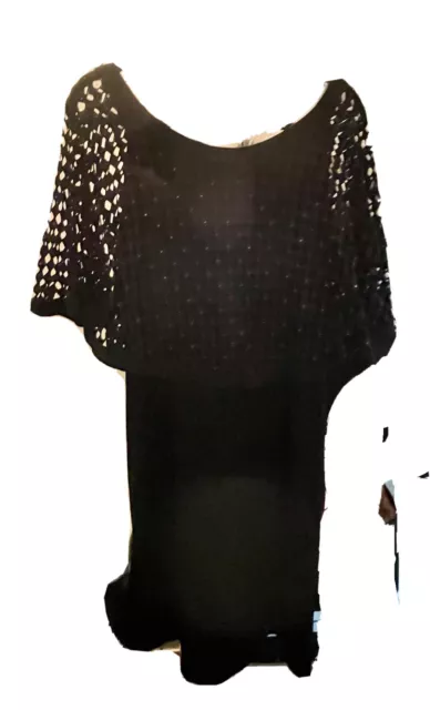 Elana Collection Knit Womens Dress Size 1X Sheath Crystal Cape Cocktail USA