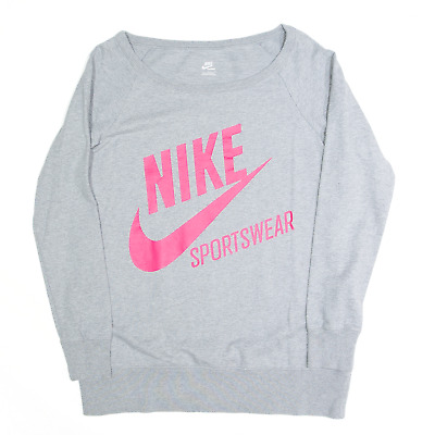 NIKE Neon Logo Grey Sweatshirt Girls L