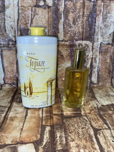 Vintage Avon TOPAZE Perfumed Talc 2.75 oz TIN & Caesars Woman 1 FL. Oz Lot