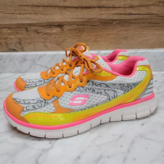 Womens 11 M SKECHERS Sport Synergy Confetti Pink Orange Shoes Sneakers  11686