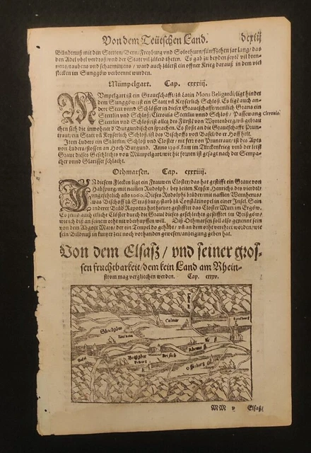 Reno Tra Strasburgo E Basilea Sebastian Munster Xilografia 1574