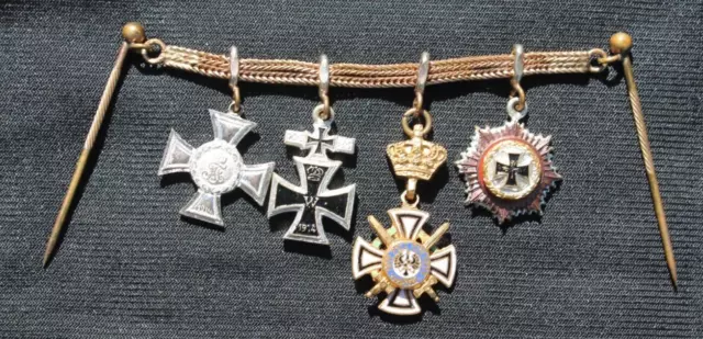 German World War 1 Set Of Miniature Medals With Pins For Wearing On Coat