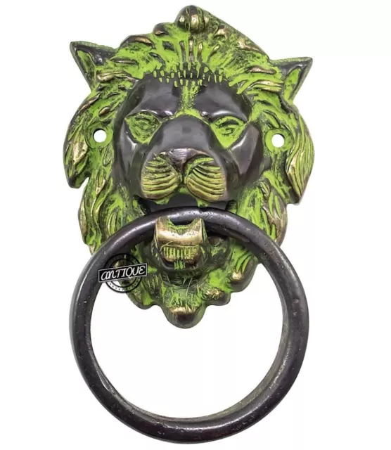 Porte Laiton Heurtoir Antique Look Maison Portail Lion Tête Sonnette Cadeau pour