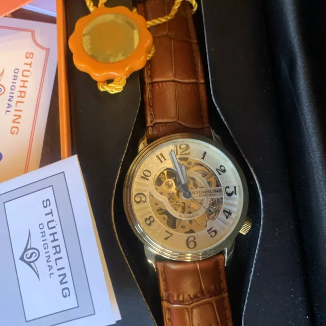 stuhrling original automatic skeleton watch Cal. St.90050 Krysterna Crystal 20j