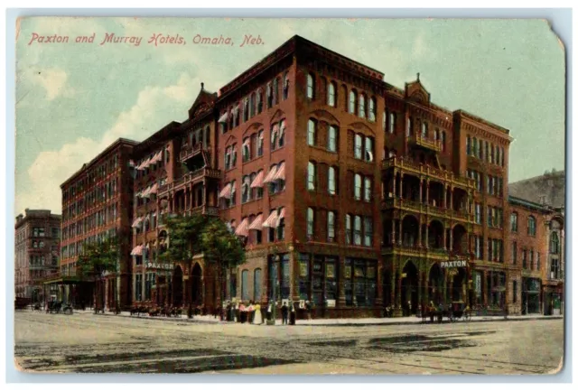 1911 Paxton & Murray Hotels Exterior Roadside Omaha Nebraska NE Posted Postcard