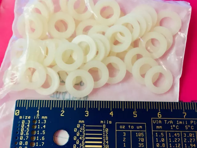 Lot Flat Washers, Natural Nylon, Non-conductive Plastic, SELECT SIZE & QUANTITY