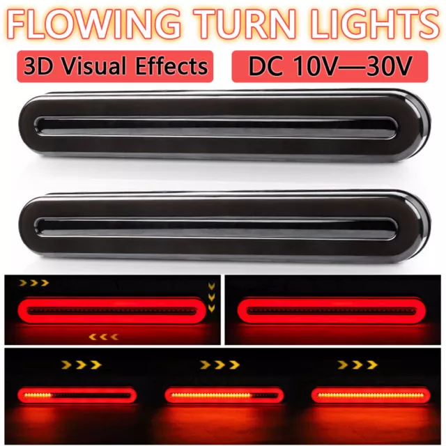 2x 18 LED Tail Lights Stop Flowing Turn Signal 12V 24V Trailer Truck Light Ute