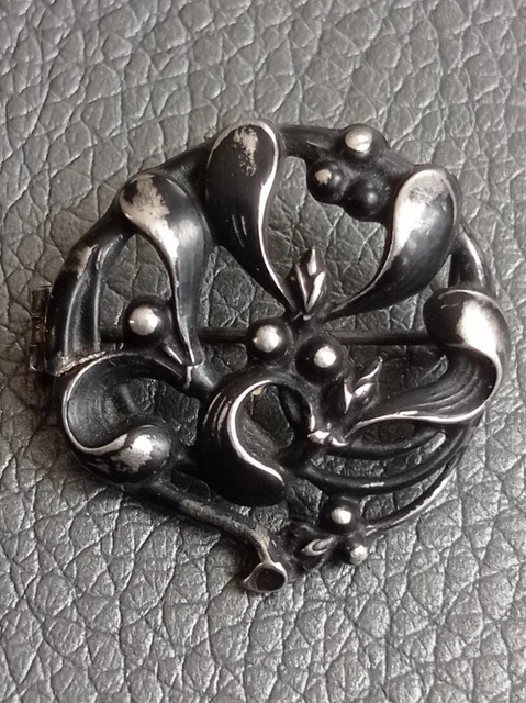Ancienne Broche En Argent Massif Art Déco Nouveau créateur noeud