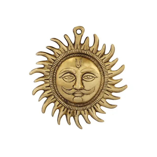 Metal Wall Hanging Sun Shaped Figurine For Home Office Decor Gold 5 X 5 Inch