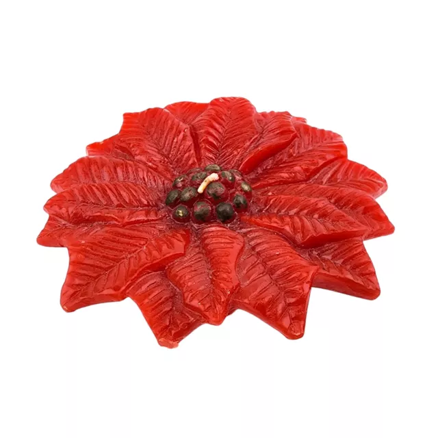 Vintage Poinsettia Candle Votive Flower Christmas Candle Floating Candle