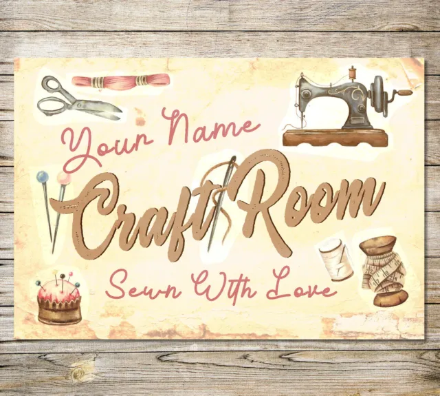 Personalised Craft Room Sign Sewing Room Sign Wall Art Custom Gift Metal Plaque