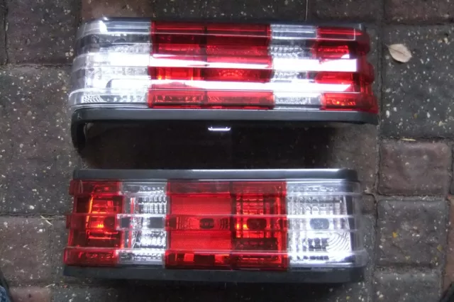 Klarglas Rückleuchten Set Mercedes 190 W201, Bj.83-93, klar / rot